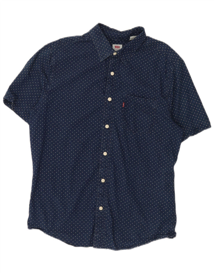 Koszula męska Levi's Standard z krótkim rękawem, średnia, granatowa, bawełniana w cętki