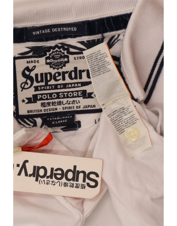 Męska koszulka polo SUPERDRY XL, biała, bawełniana