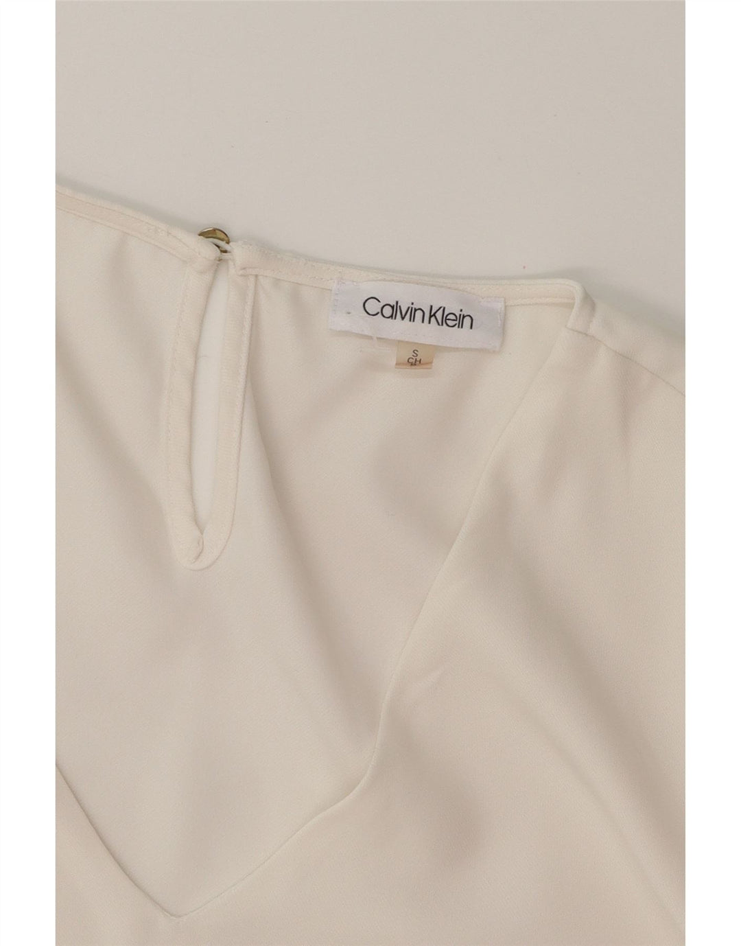 CALVIN KLEIN Womens Oversized 3/4 Sleeve Blouse Top UK 10 Small White Vintage Calvin Klein and Second-Hand Calvin Klein from Messina Hembry 