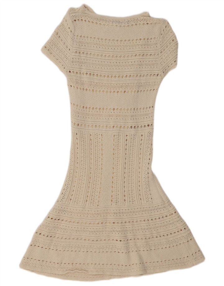 Damska sukienka z krótkim rękawem Zara, prześwitująca, UK 12, średnia w kolorze złamanej bieli