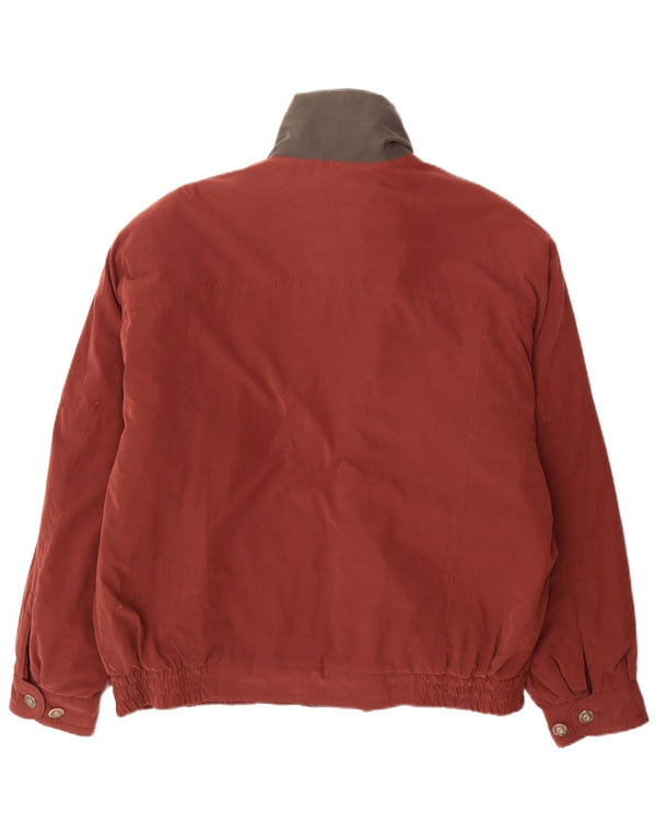 Męska kurtka bomberka w stylu vintage UK 46 3XL Burgundowy poliester z blokami kolorów