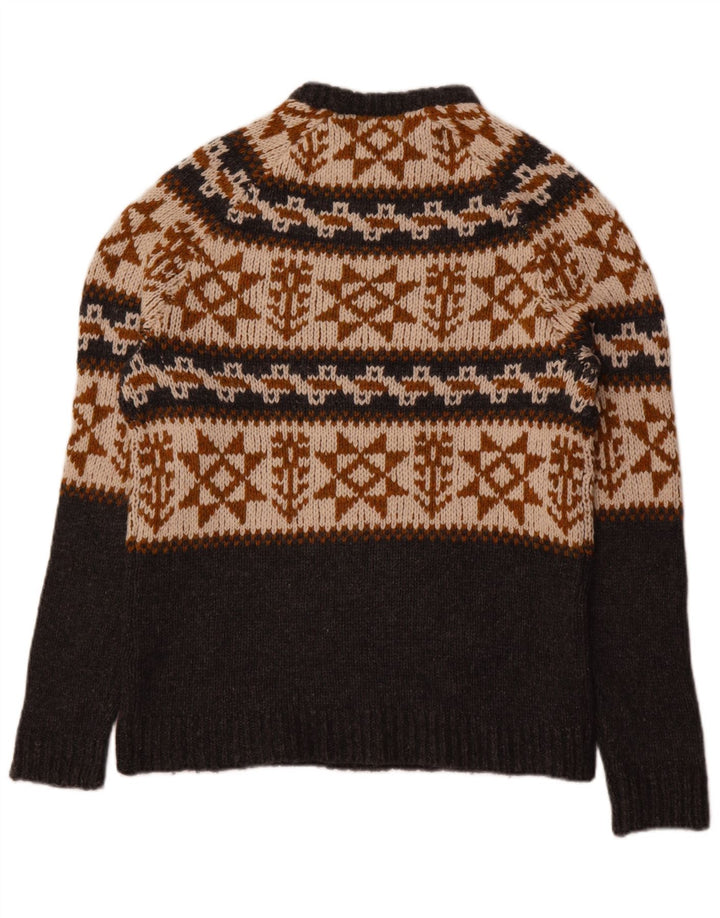 Męski sweter Zara z okrągłym dekoltem, średnio szary, akryl Fair Isle