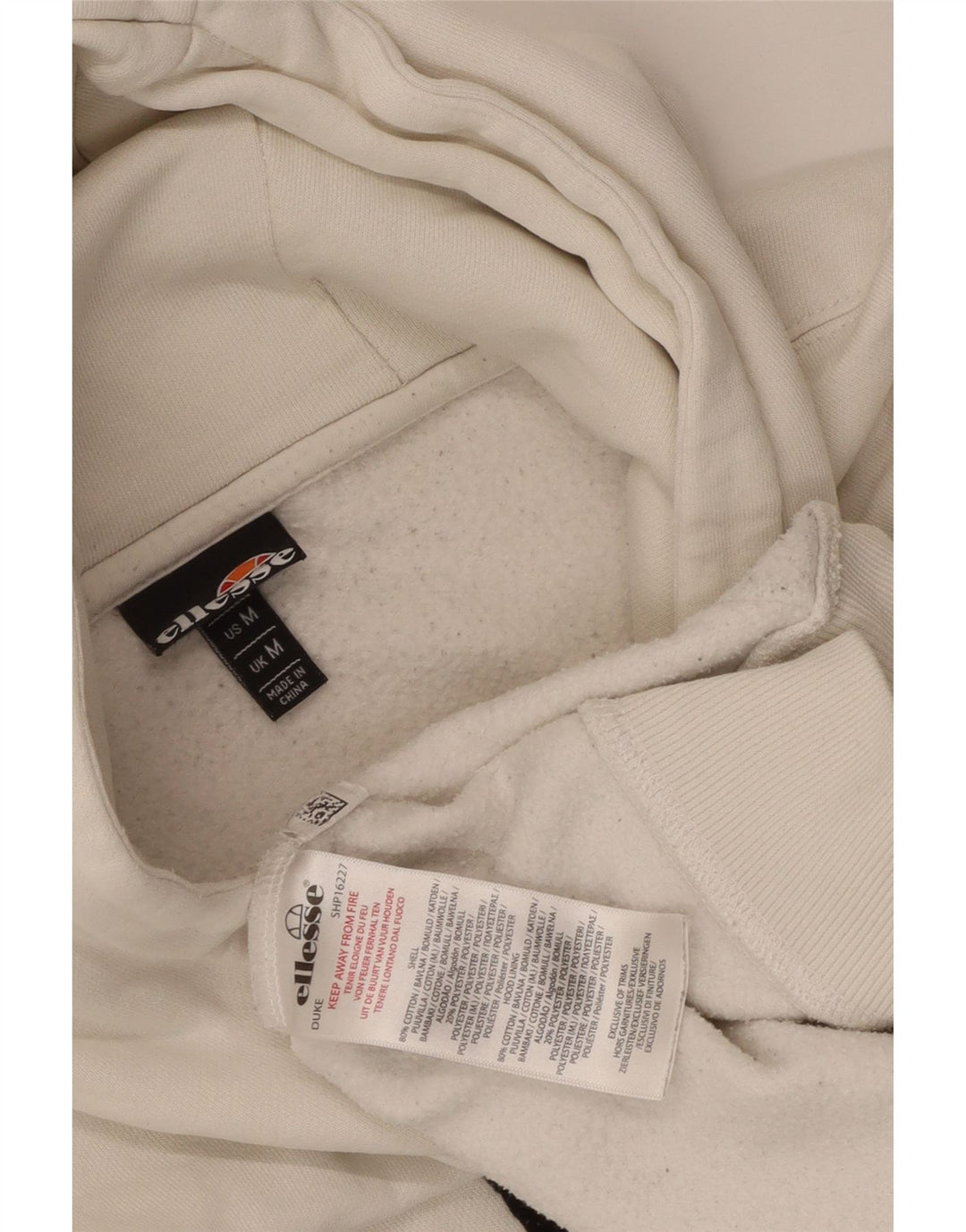 Męski sweter z kapturem Ellesse Duke Graphic, średniej wielkości biała bawełna