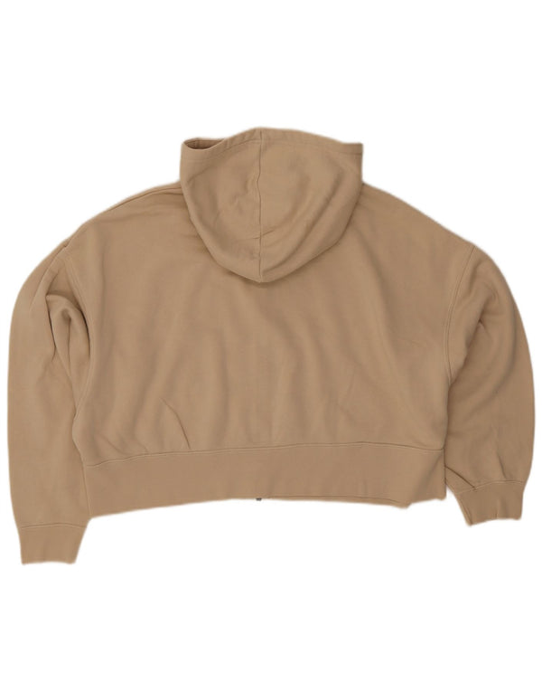 Damski sweter z kapturem i zamkiem błyskawicznym Nike, Crop Oversize, UK 10, mały, beżowy, bawełniany