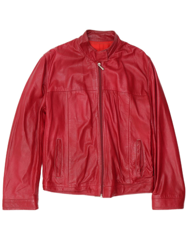 Damska skórzana kurtka bomber w stylu vintage IT 46, duża czerwona