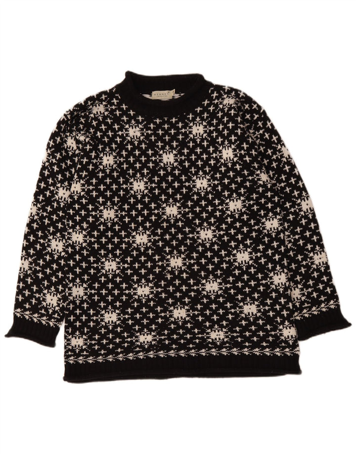 Hennes Męski sweter z golfem Średni czarny Fair Isle Akryl