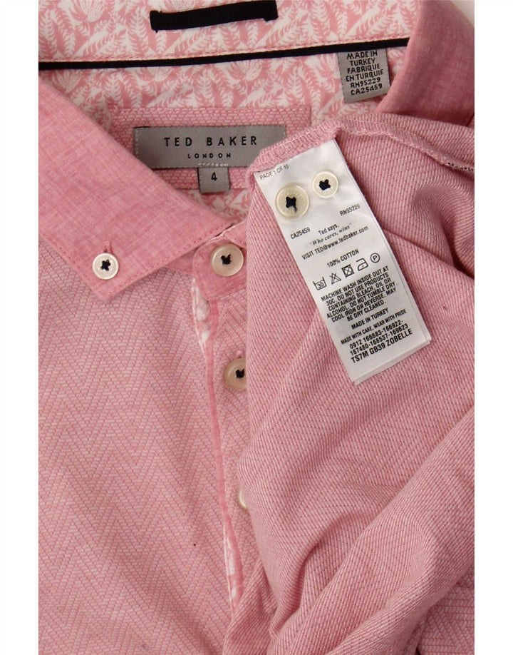 Męska koszulka polo Ted Baker, rozmiar 4, duża, różowa, bawełniana w jodełkę