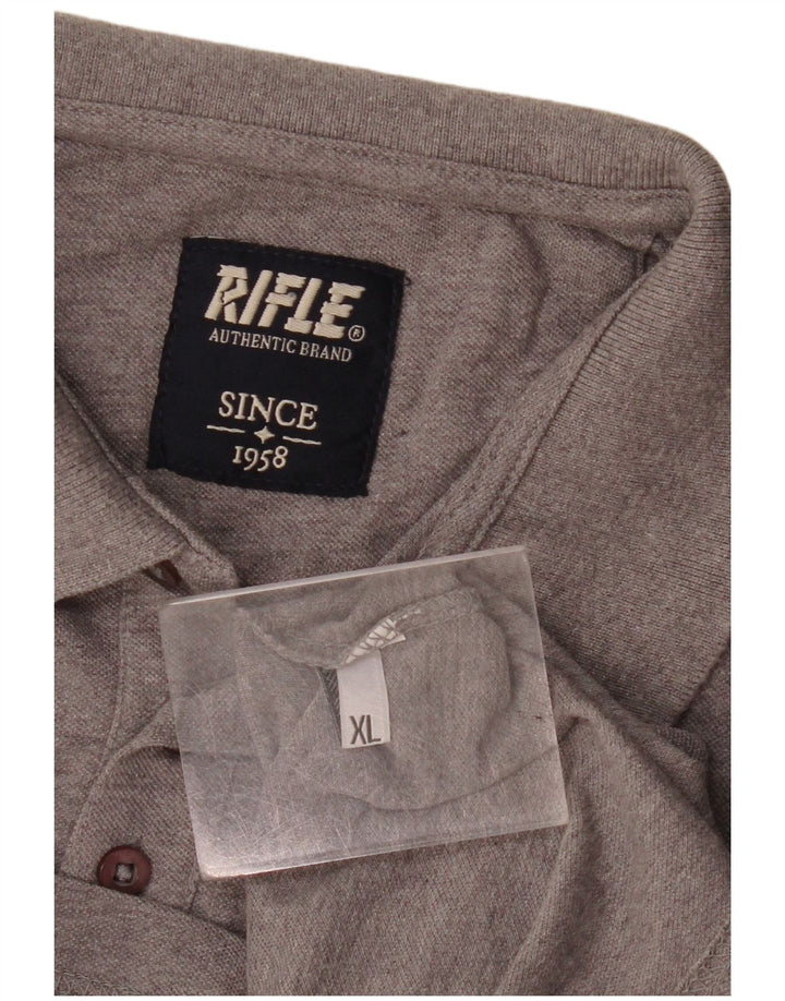 Męska koszulka polo Rifle z długim rękawem XL, szara, nakrapiana