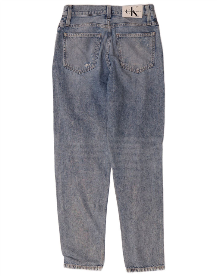 Damskie jeansy Calvin Klein w trudnej sytuacji z wysokim stanem W26 L28 Niebieski Grunge