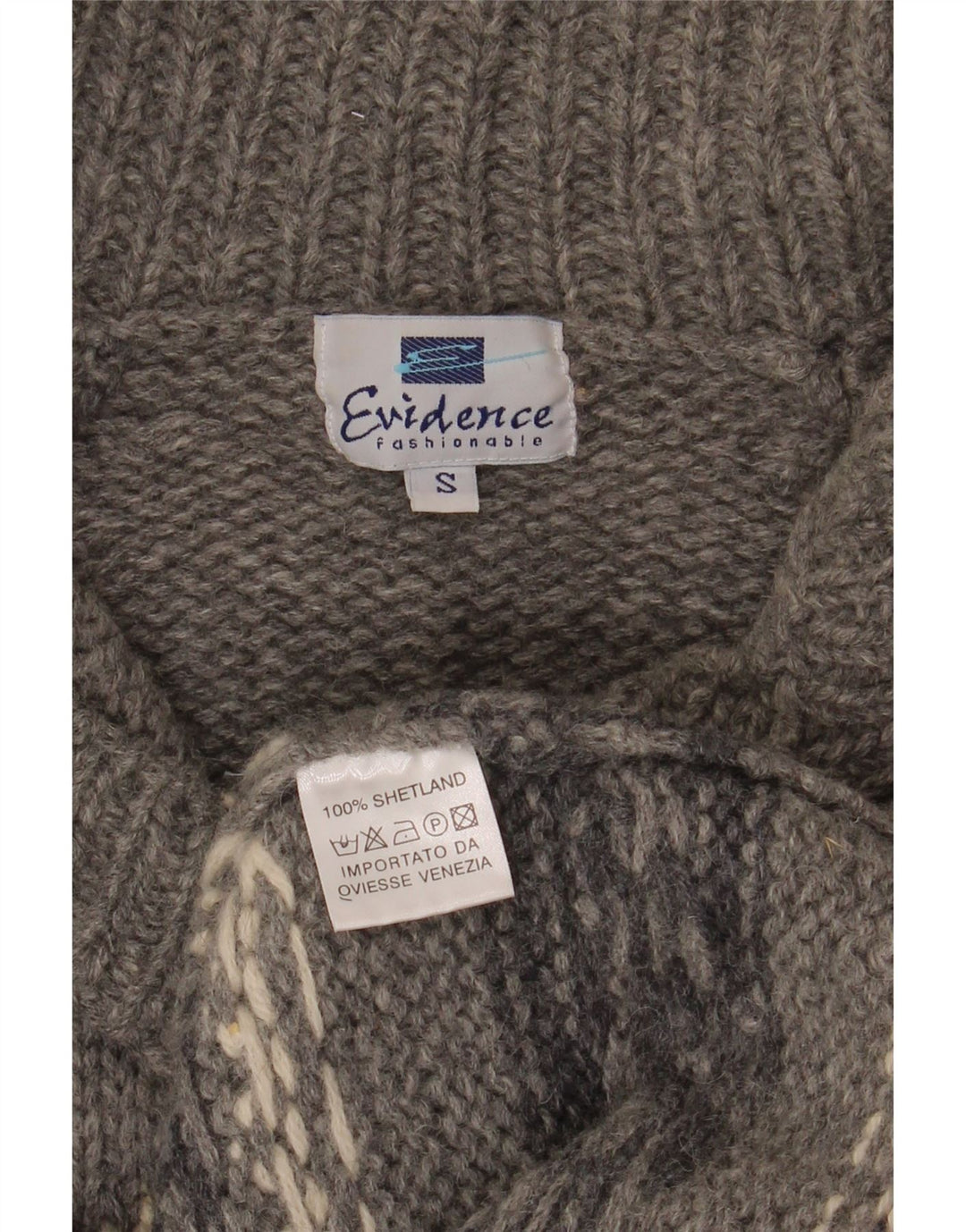 Sweter damski Evidence Longline Cardigan UK 10 Small Grey Fair Isle Wool
