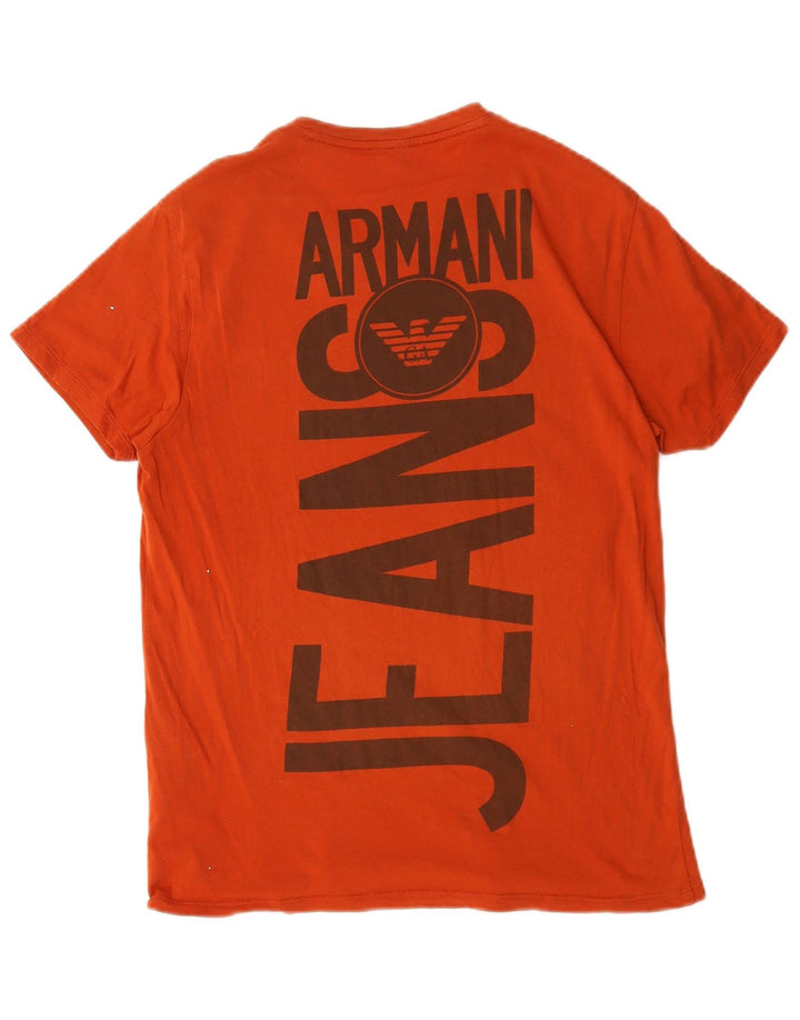 Męska koszulka z grafiką Armani Jeans, mała, pomarańczowa, bawełniana