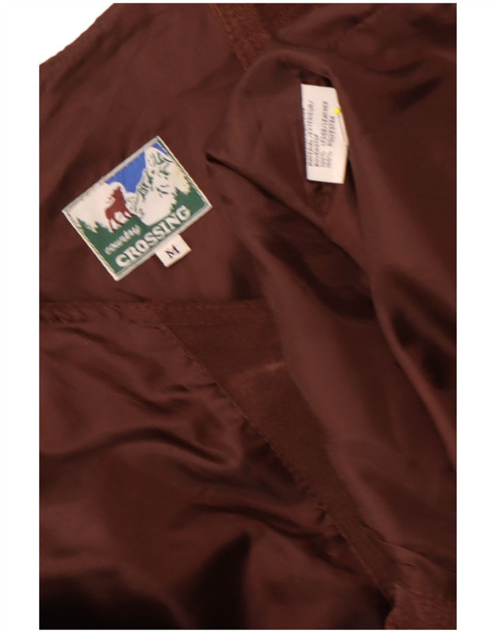 Zamszowa kamizelka męska w stylu vintage, średniej wielkości brązowa skóra