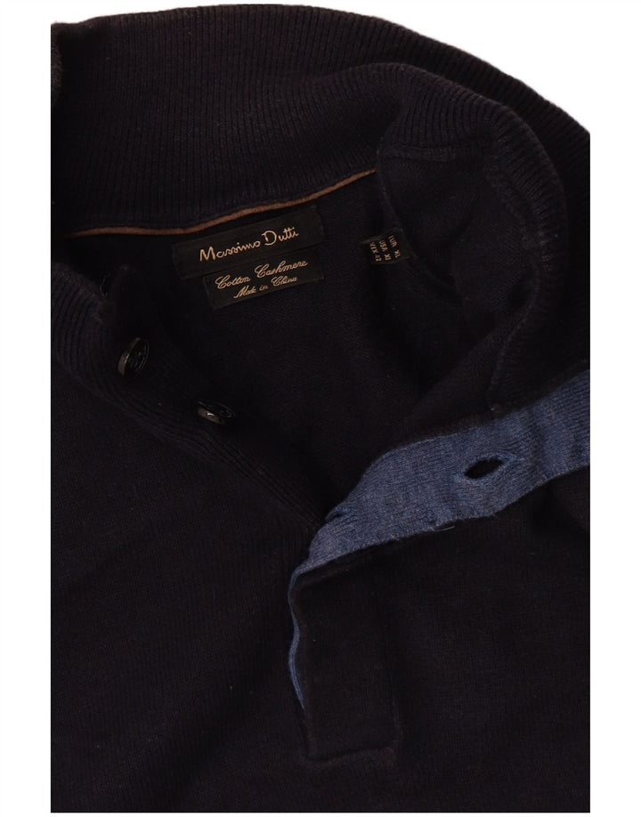 Męski sweter zapinany na guziki Massimo Dutti XL, granatowy, bawełniany