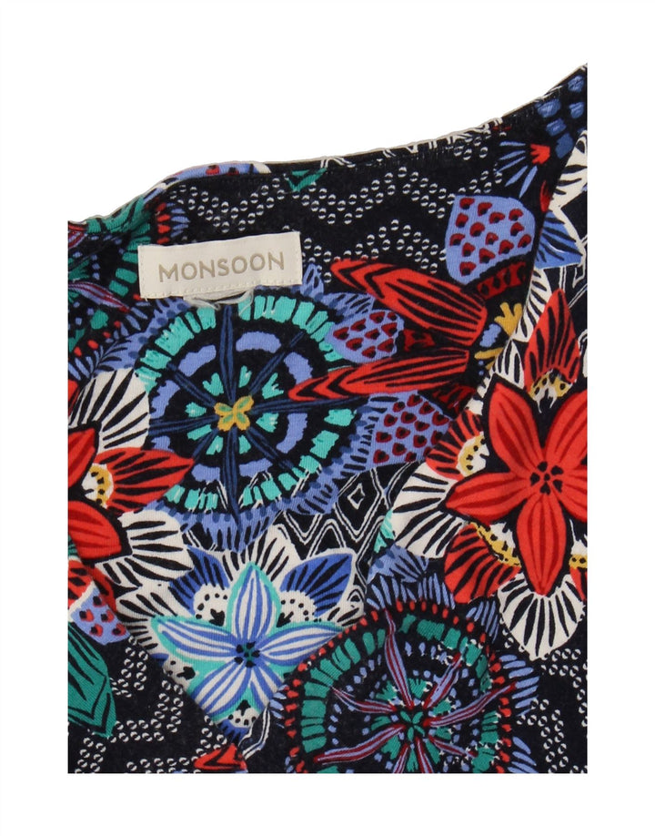 MONSOON Womens A-Line Dress UK 12 Medium Multicoloured Floral Viscose Vintage Monsoon and Second-Hand Monsoon from Messina Hembry 