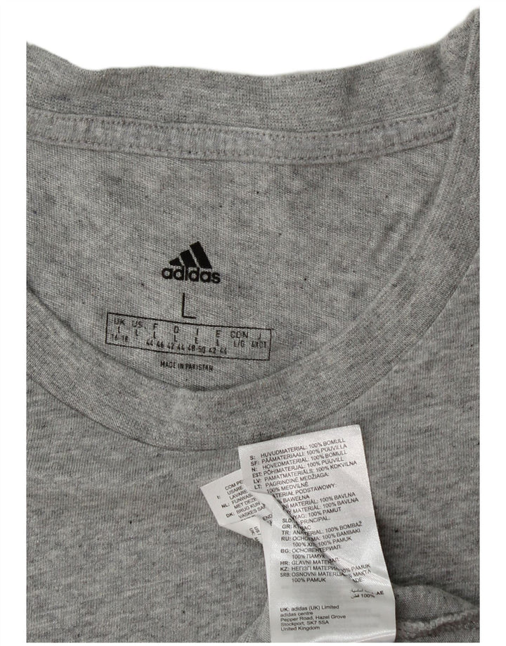T-shirt damski ADIDAS Top UK 16/18, duży, szary, bawełniany