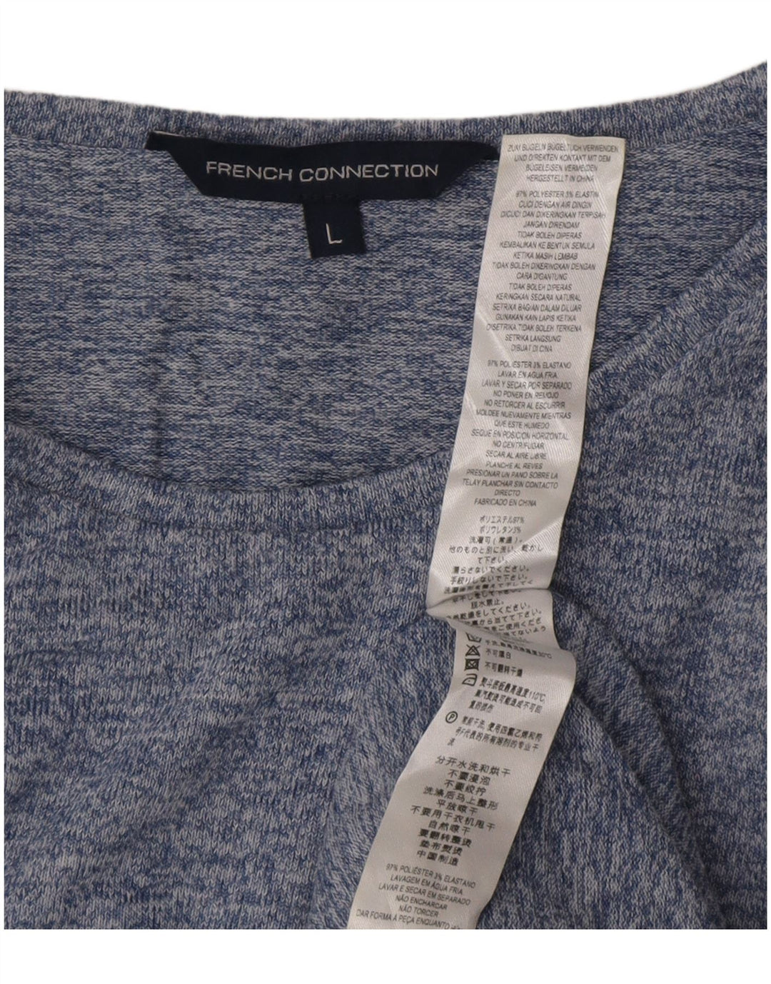 Top damski French Connection z długim rękawem UK 16, duży, niebieski, nakrapiany poliester