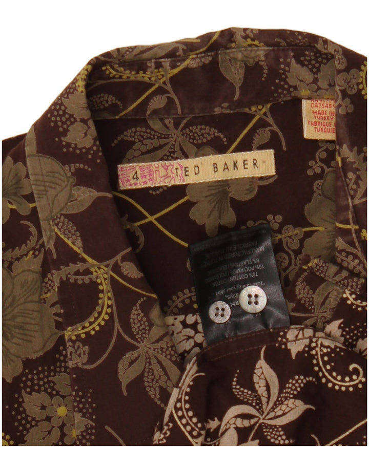 Koszula męska Ted Baker, rozmiar 4, duża, brązowa, bawełniana w kwiaty