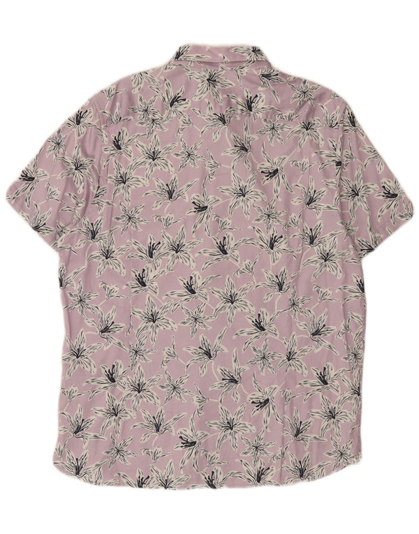 Koszula męska z krótkim rękawem Ted Baker, rozmiar 6, 2XL, fioletowa, bawełniana w kwiaty