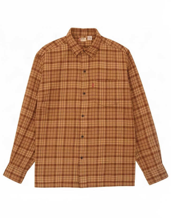 Męska koszula flanelowa Levi's, duża, brązowa, bawełniana w kratę
