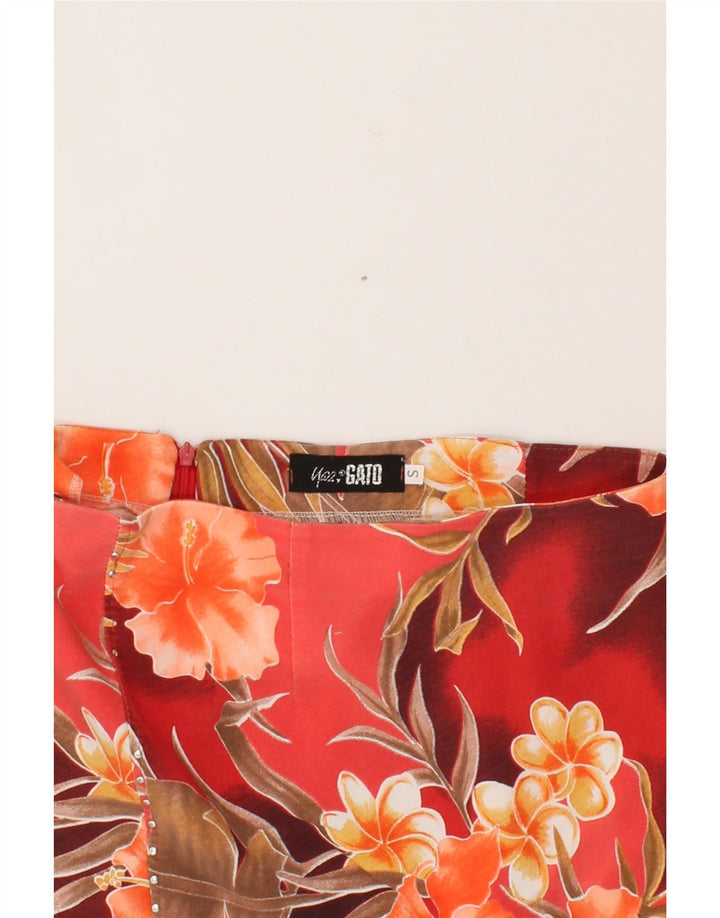 VINTAGE Womens Straight Skirt Small W28  Red Floral Vintage Vintage and Second-Hand Vintage from Messina Hembry 