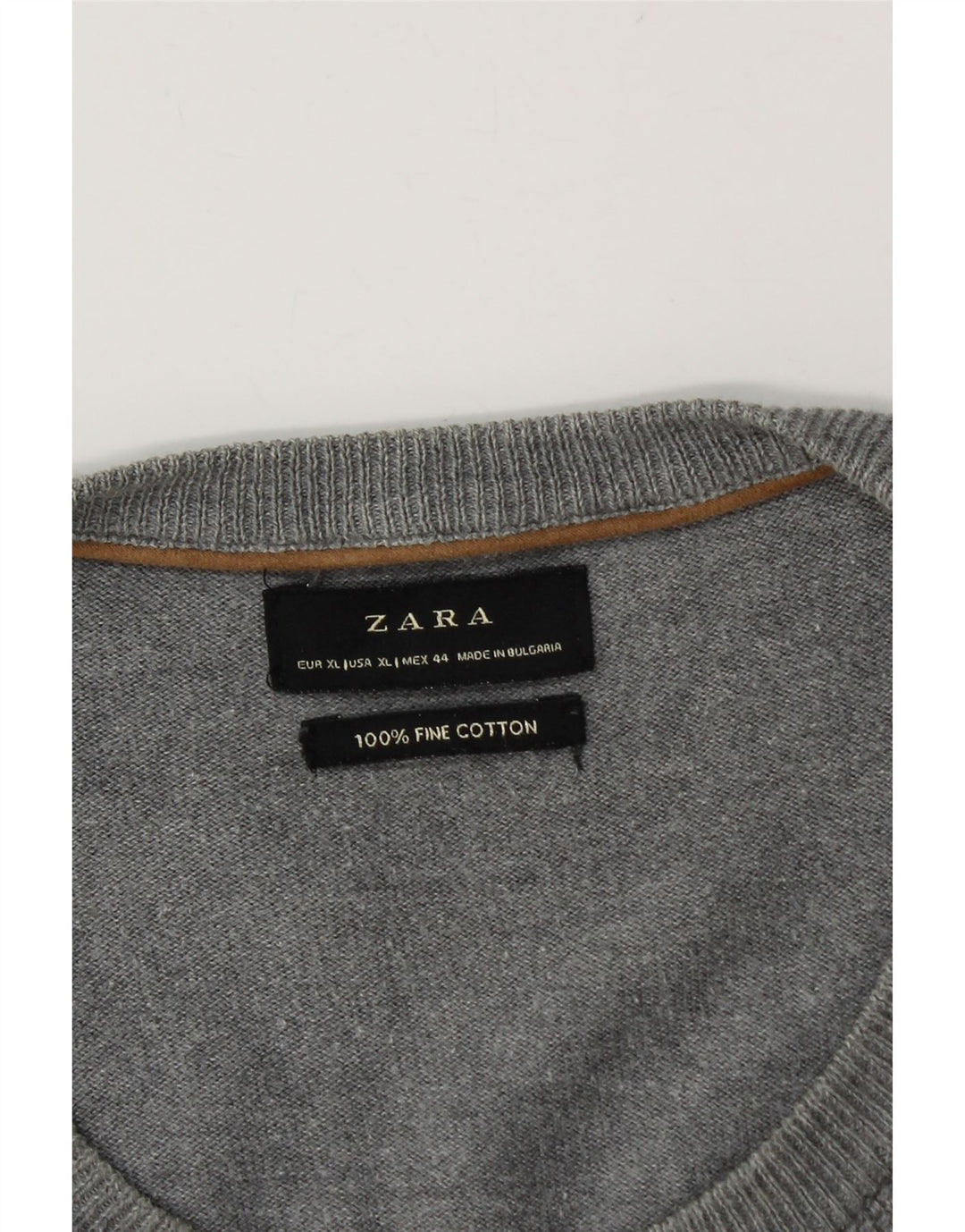 Męski sweter z okrągłym dekoltem ZARA XL, szary, bawełniany