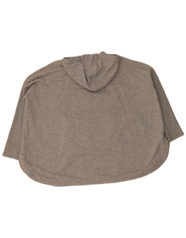 Puma Womens 3/4 Sleeve Oversized Hoodie Jumper UK 12 Medium Grey Cotton