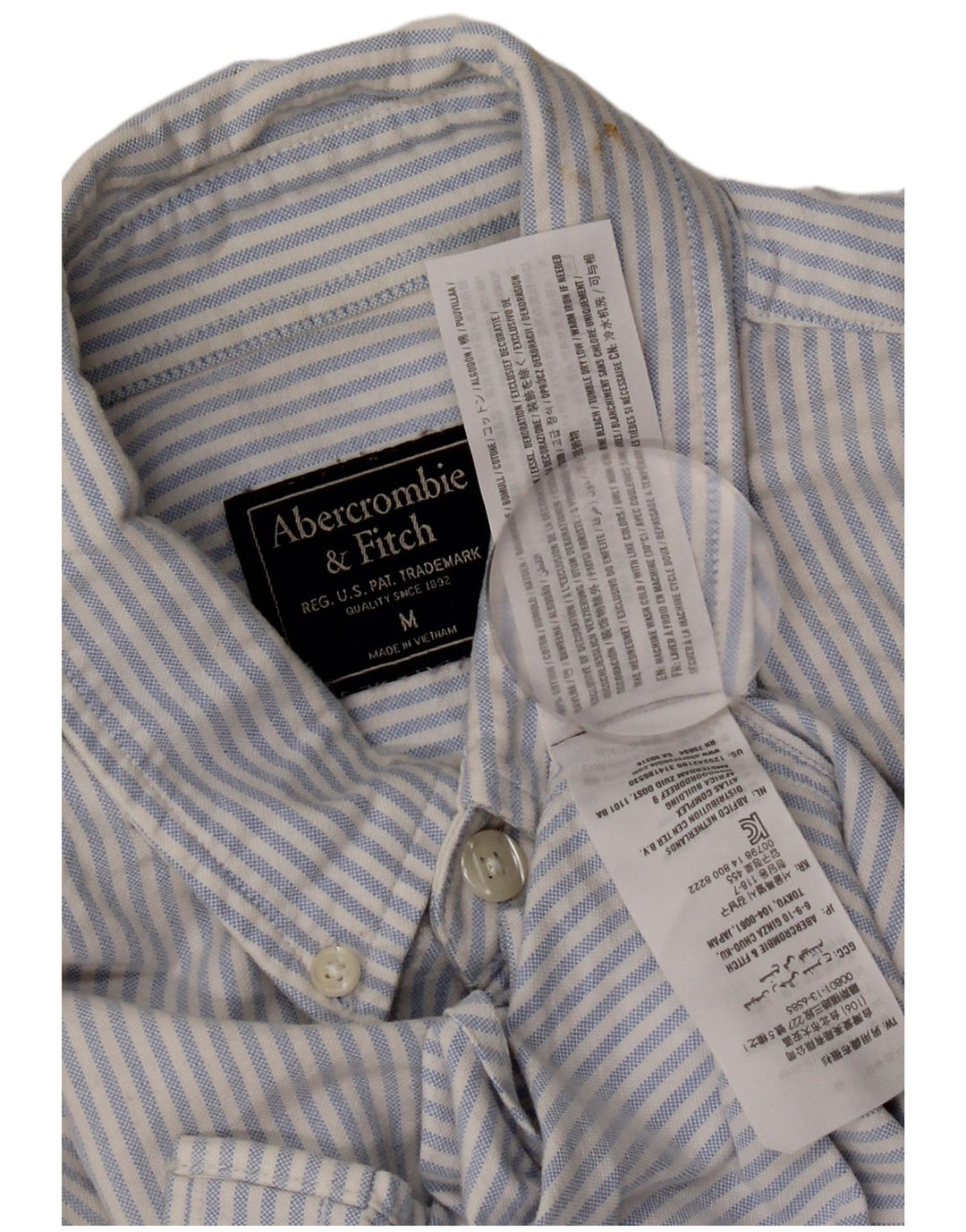 Koszula męska Abercrombie & Fitch, bawełniana w średnie niebieskie paski