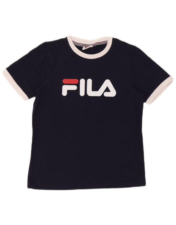 Damska koszulka z grafiką Fila Top UK 14 Średni granatowy bawełniany