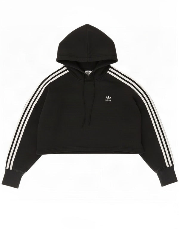 Damska bluza z kapturem Adidas Crop Oversized, UK 8, mała, czarna bawełna