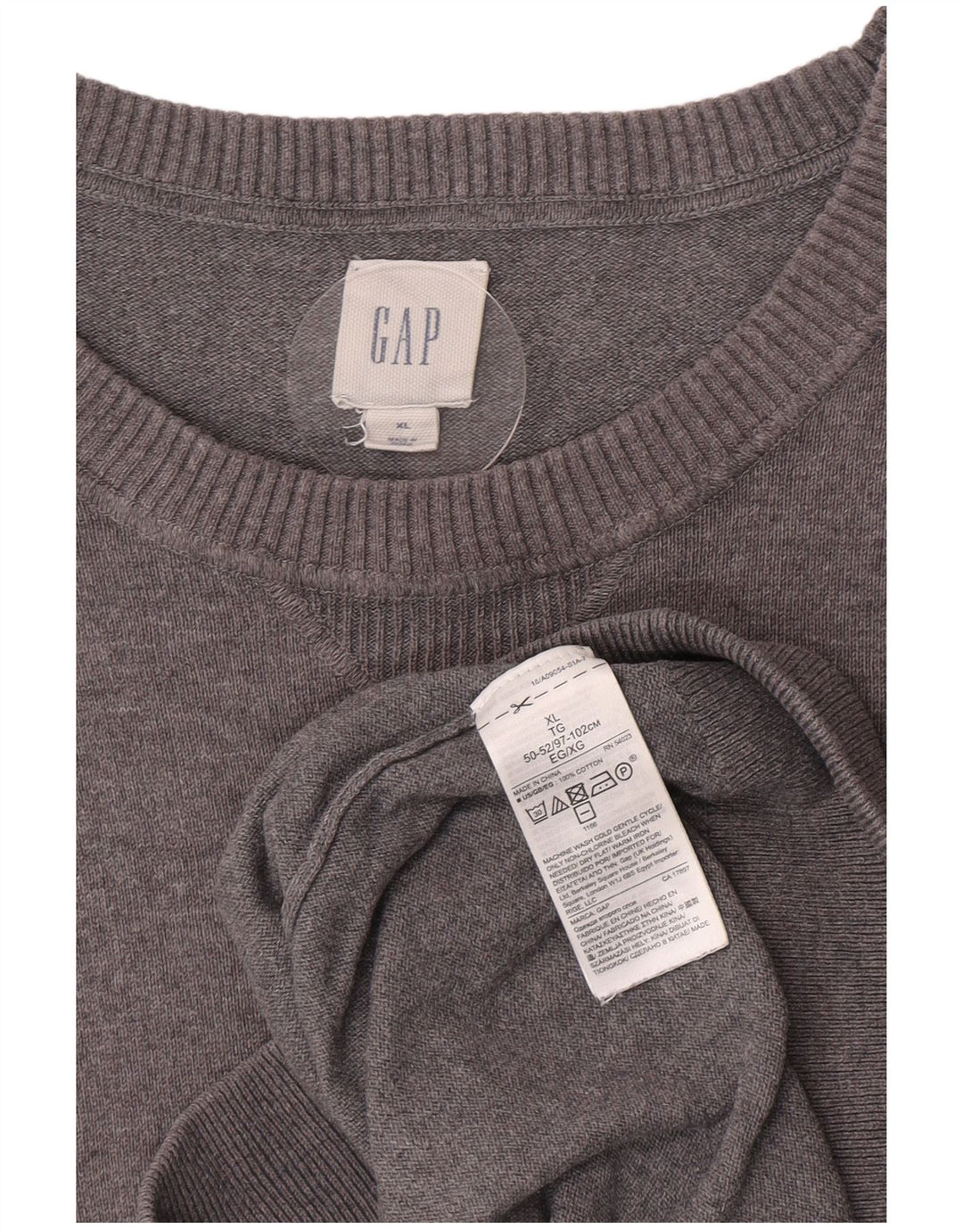 Męski sweter Gap z okrągłym dekoltem XL, szary, bawełniany
