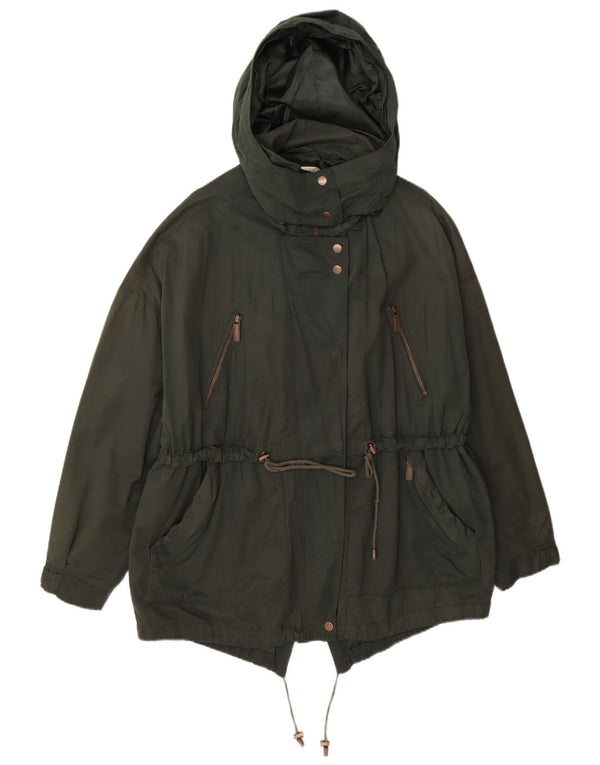 Damska kurtka Zara Trafaluc z kapturem, oversize, parka UK 10, mała zielona