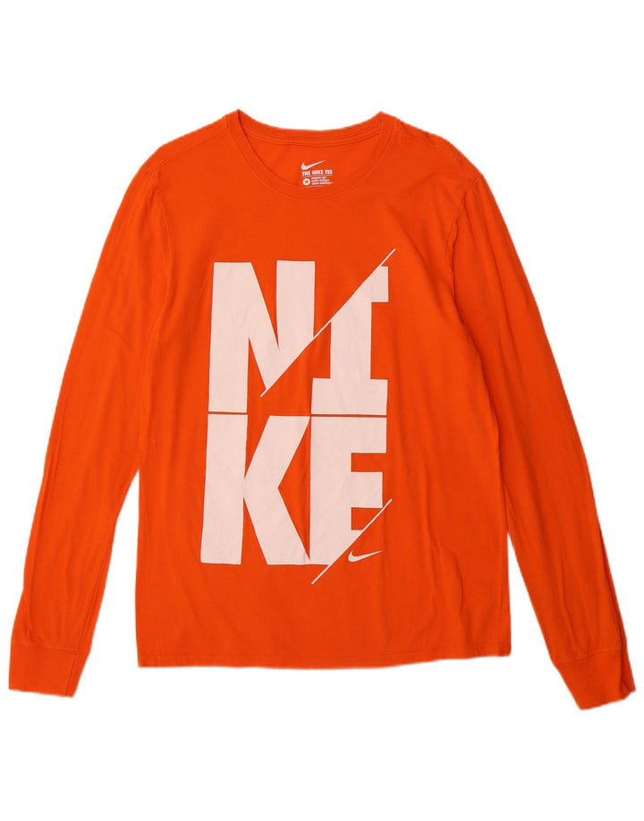 NIKE Mens Athletic Cut Graphic Top Long Sleeve Medium Orange