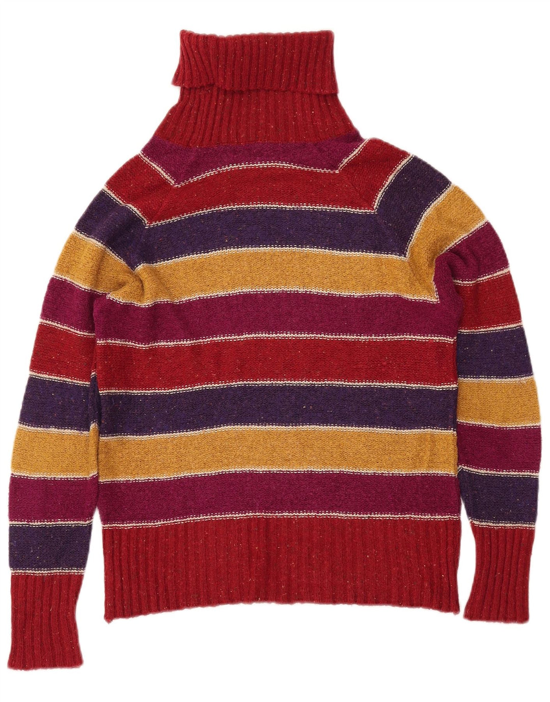Sweter damski VINTAGE z wywijanym dekoltem UK 14, średnie, wielokolorowe paski
