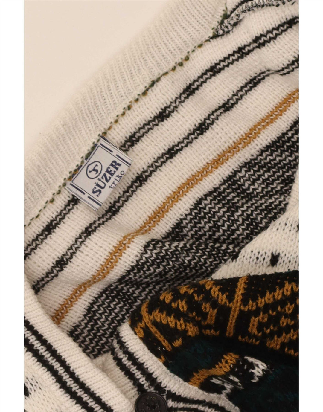 Vintage męski sweter rozpinany, duży, wielokolorowy Fair Isle