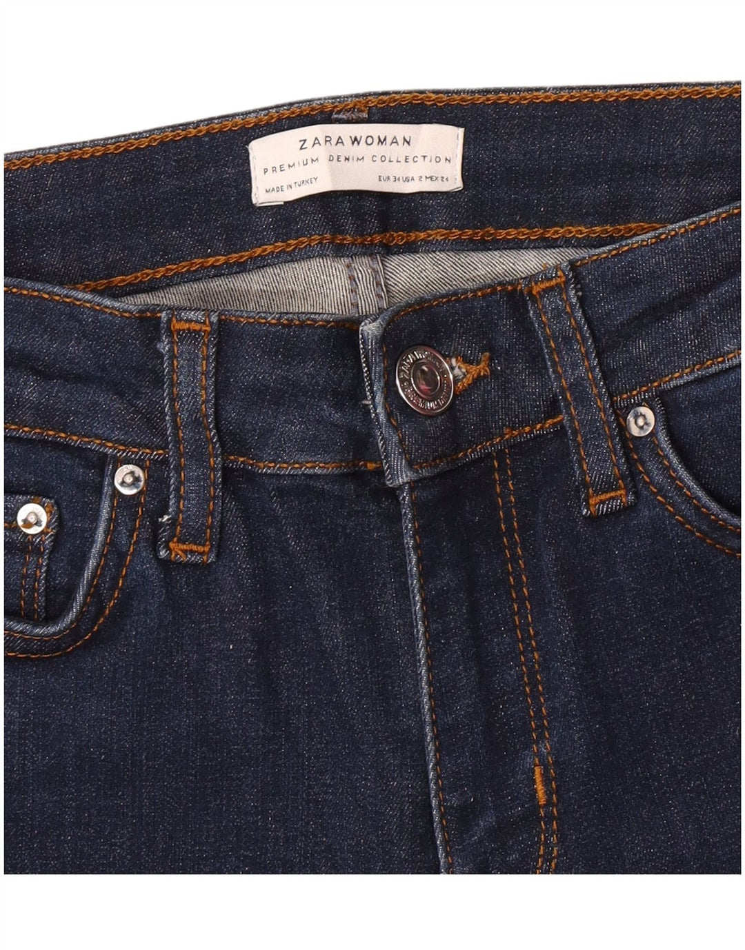 Damskie jeansy rozkloszowane Zara EU 34 2XS W24 L31 Granatowe