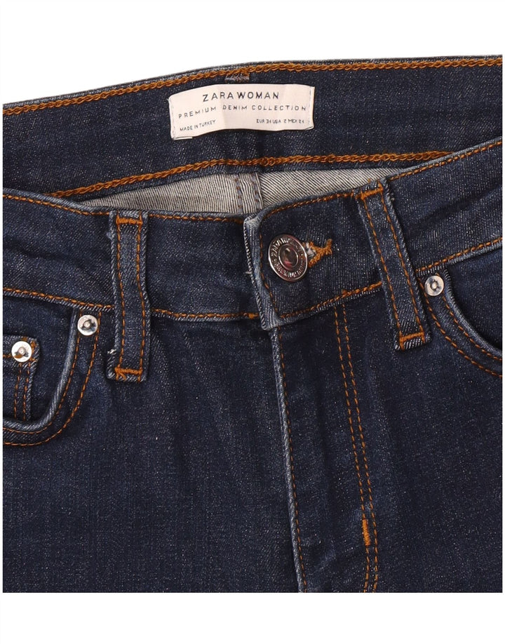 Damskie jeansy rozkloszowane Zara EU 34 2XS W24 L31 Granatowe