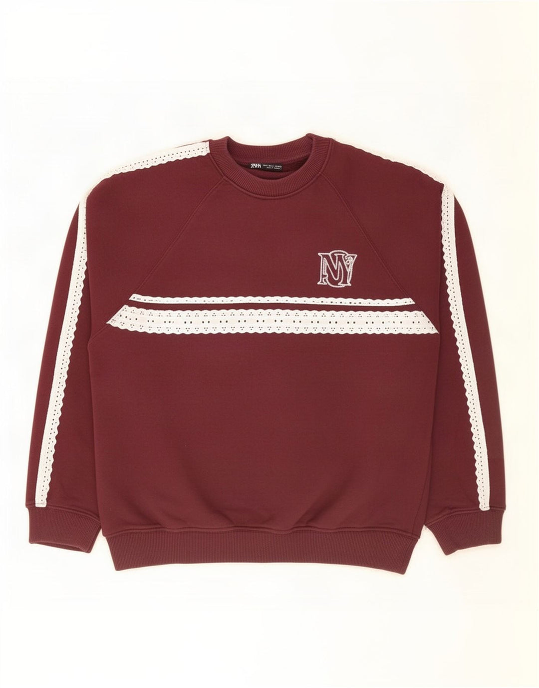 Damski sweter oversize Zara UK 10, mały bordowy blok kolorów