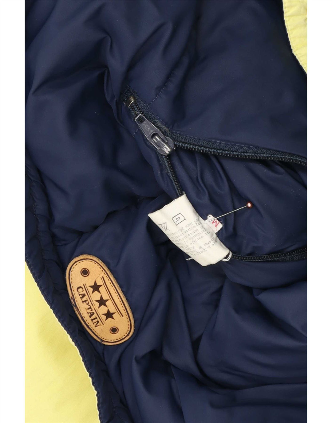 Dwustronna wyściełana kurtka męska Vintage UK 38, średni granatowy nylon