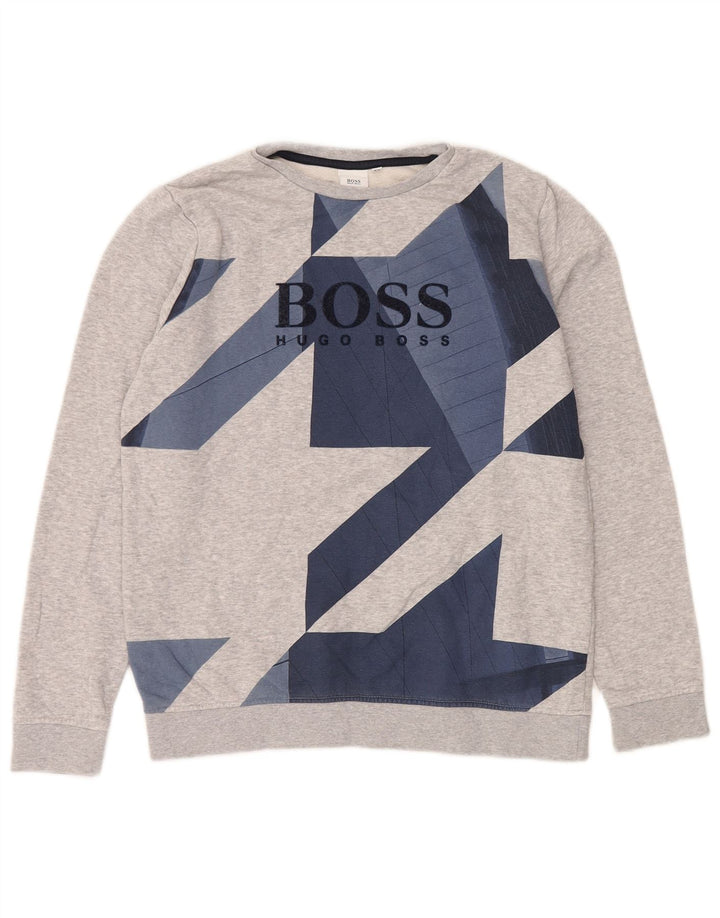 Bluza chłopięca HUGO BOSS z grafiką, 15-16 lat, średnioszara, geometryczna
