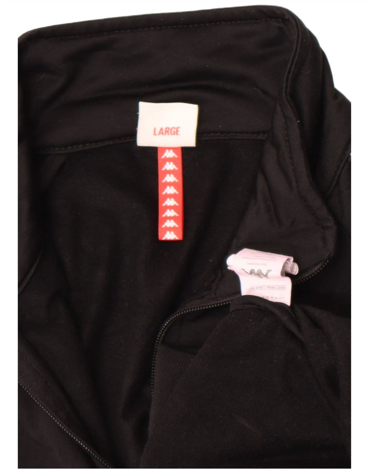 Męska bluza dresowa Kappa z grafiką, duży, czarny poliester z blokami kolorów