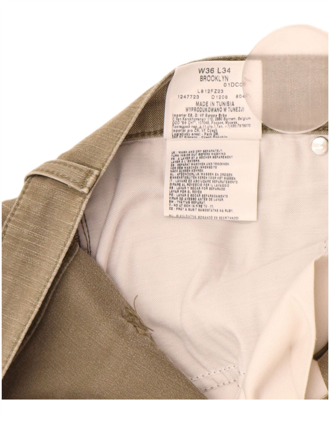 Męskie jeansy LEE Brooklyn Straight W36 L31, bawełna khaki