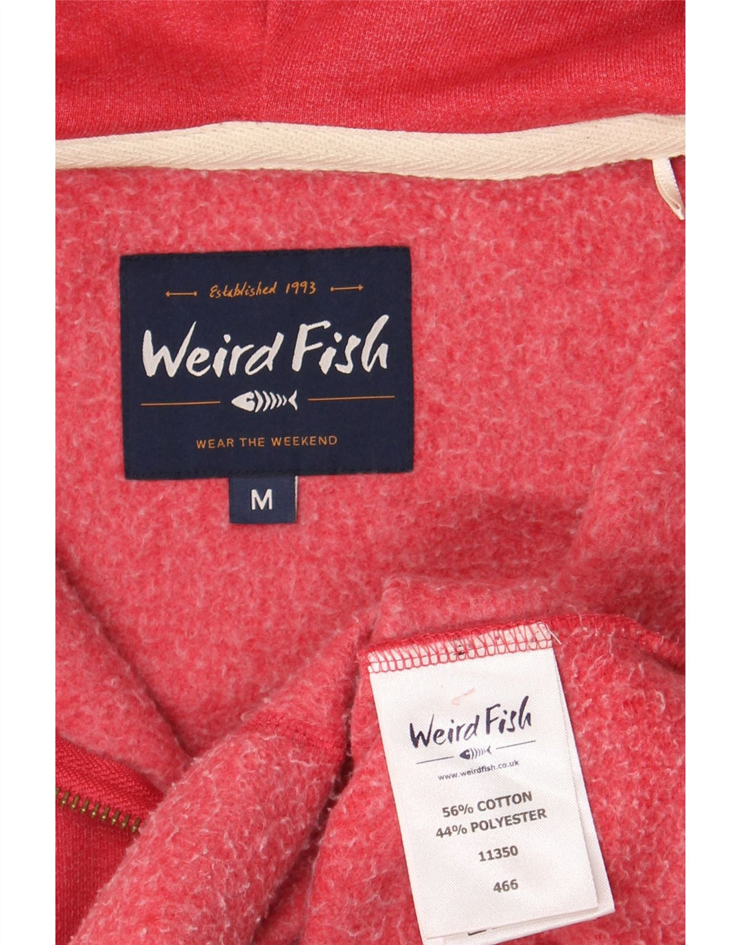 Męski sweter z kapturem i zamkiem Weird Fish, średnio czerwony, bawełniany