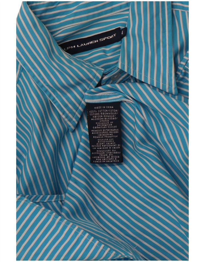 RALPH LAUREN Damska koszula oversize US 4, mała, niebieska, bawełniana w prążki