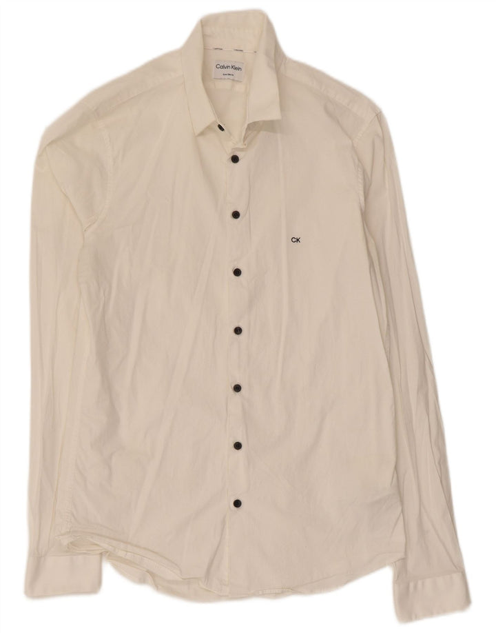 Męska koszula Calvin Klein Extra Slim Fit, rozmiar 40, średnia biała bawełna