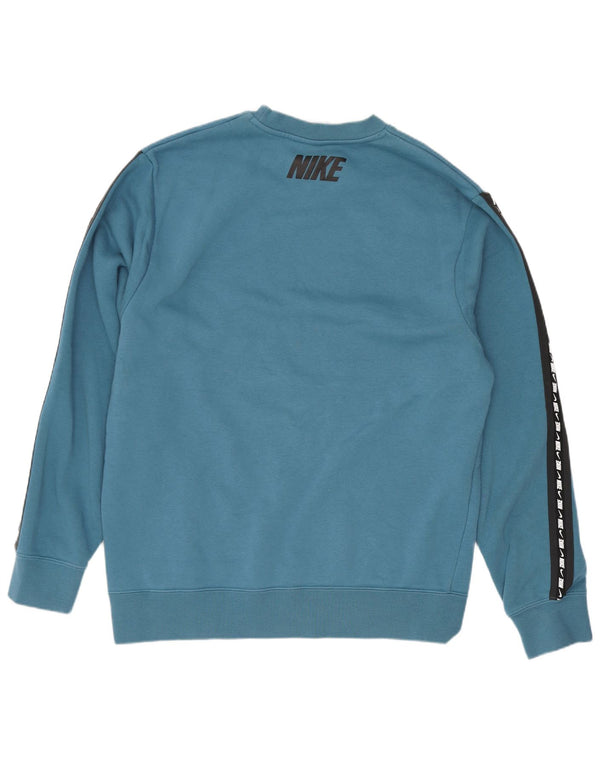 Męska bluza z grafiką Nike, średnio niebieska, z blokami kolorów