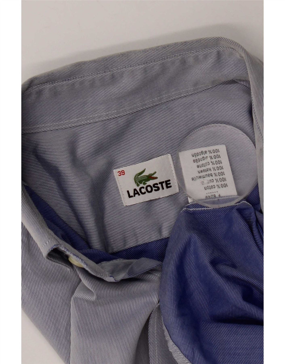 Koszula męska Lacoste rozmiar 39, mała, niebieska, bawełniana w prążki
