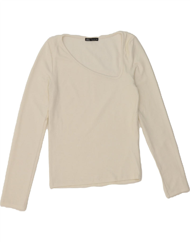 ZARA Womens Top Long Sleeve UK 12 Medium White Vintage Zara and Second-Hand Zara from Messina Hembry 