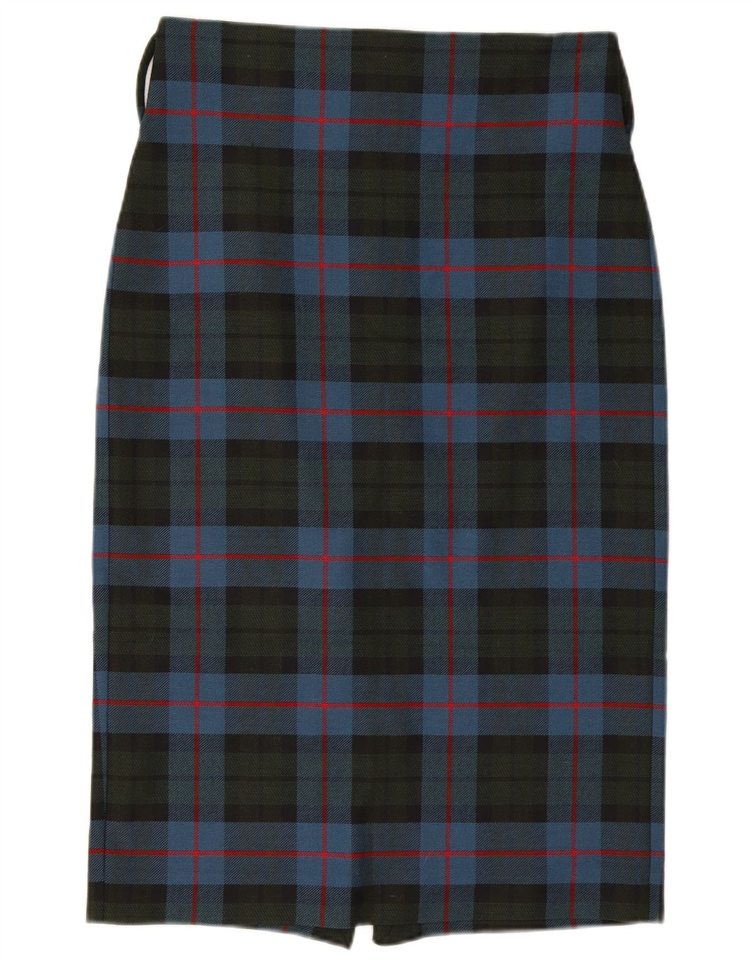 Damska spódnica ołówkowa Midi Zara, duża W32, niebieska krata, poliester