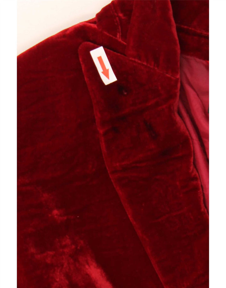 Damska marynarka Massimo Dutti zapinana na 1 guzik, aksamitna marynarka EU 44 XL, czerwona wiskoza