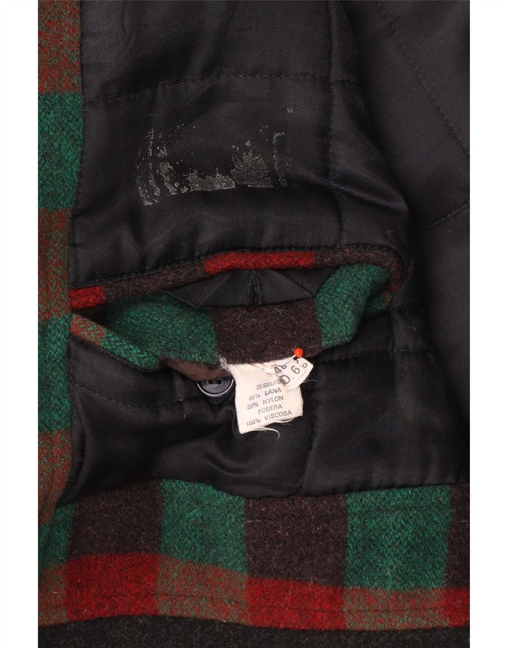 Płaszcz męski w stylu vintage IT 48 Średni wielobarwny płaszcz z wełny w kratkę